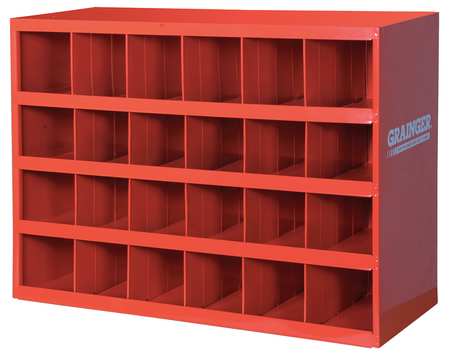 Durham Mfg Prime Cold Rolled Steel Pigeonhole Bin Unit, 12 in D x 23 7/8 in H x 33 3/4 in W, 4 Shelves, Red 356-17-S1156