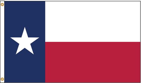 NYLGLO Texas Flag, 5x8 Ft, Nylon, Sewn Stripes and Star 2204