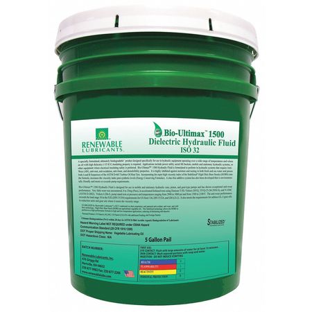 RENEWABLE LUBRICANTS 5 gal Pail, Hydraulic Oil, 32 ISO Viscosity, Not Specified SAE 81054