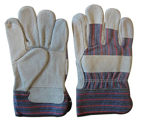 CONDOR Leather Gloves, L, Gray/Blue, PR 20GZ01