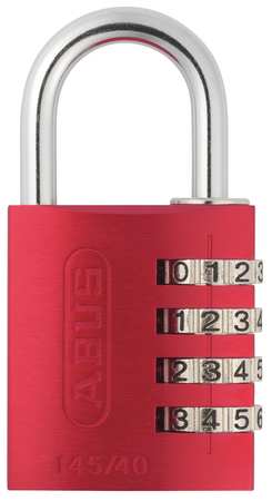 Abus Combination Padlock, Side, Red 145/40 Red
