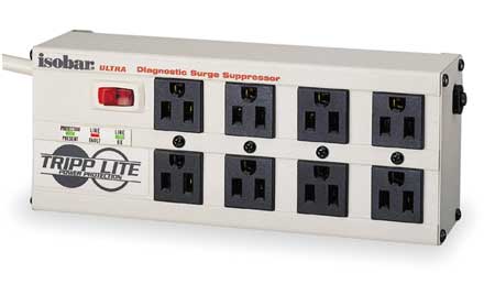 TRIPP LITE Surge Protector Strip, 8 Outlet, Gray ISOBAR 8 ULTRA
