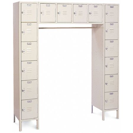 Lyon Box Locker Unit with Coat Rod, 69 in W, 18 in D, 78 in H, (6) Tier, (6) Wide, Dove Gray DD5990SU