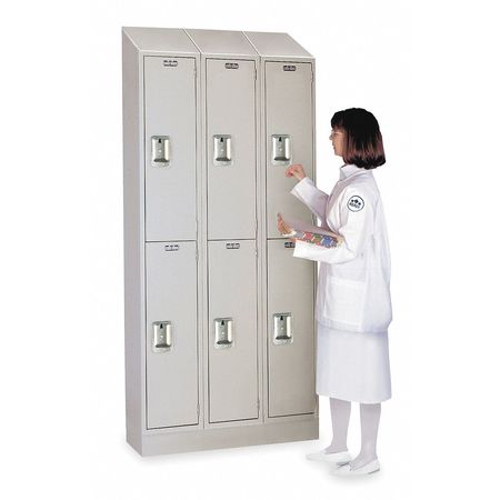 Lyon Antimicrobial Wardrobe Locker, 12 in W, 12 in D, 82 in H, (1) Wide, (2) Openings, Light Gray UGRNS5202H