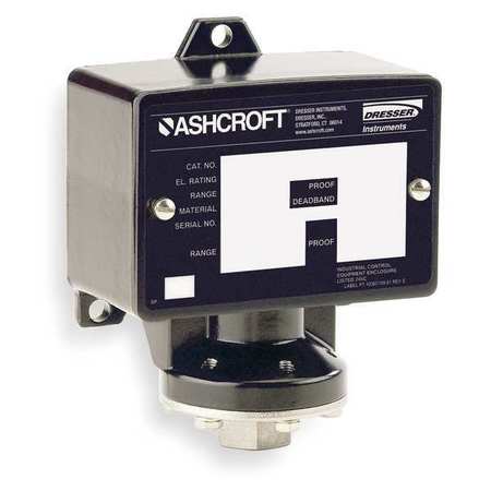 ASHCROFT Pressure Switch, (1) Port, 1/4 in FPT, SPDT, 300 to 3000 psi, Standard Action B424BXCYLM3000