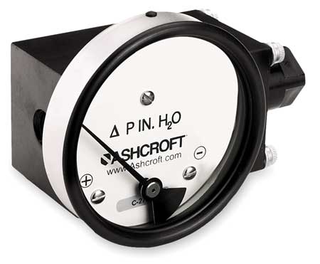 ASHCROFT Pressure Gauge, 0 to 50 In H2O 351132FD25SXCYLM50IWD