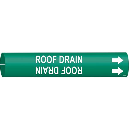 BRADY Pipe Marker, Roof Drain, Green, 4 to 6 In 4121-D