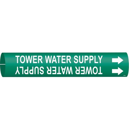 BRADY Pipe Markr, Tower Water Supply, Gn, 4to6 In 4144-D