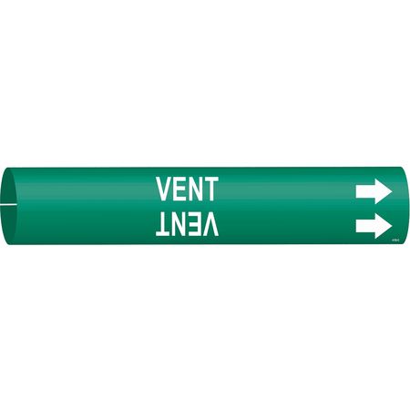 BRADY Pipe Marker, Vent, Green, 2-1/2 to 3-7/8 In 4150-C