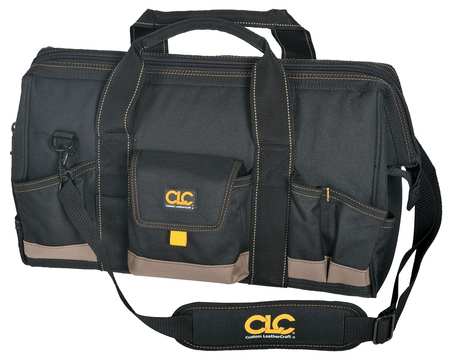 Clc Work Gear Wide-Mouth Tool Bag, Black, Polyester, 25 Pockets 1163