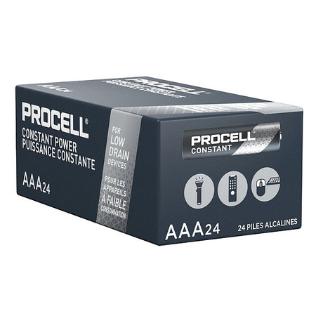 DURACELL Procell Constant AAA Alkaline Battery, 1.5V DC, 24 Pack PC2400BKD