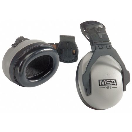 Msa Safety Hard Hat Mounted Ear Muffs, 27 dB, HPE Sound Control, Gray 10061272