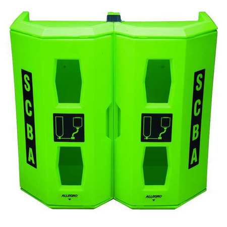 ALLEGRO INDUSTRIES Hi-Viz Green Dual SCBA Wall Case 4350