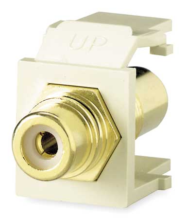 Leviton 1-Port Rca-Type Insert, Gold-Plated W/Black Stripe, White Quickport 40830-BWE