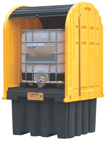 JUSTRITE Covered IBC Containment Unit, 372 gal Spill Capacity, Fiberglass, Polyethylene 28677