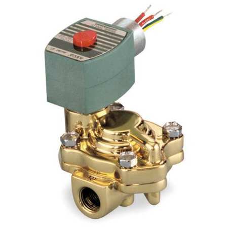 REDHAT 120V AC Brass Hot Water Solenoid Valve, Normally Closed, 3/4 in Pipe Size 8221G005HW