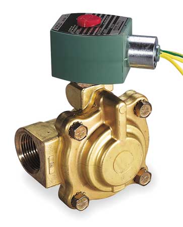 REDHAT 120V AC Brass Slow Closing Hot Water Solenoid Valve, Normally Closed, 1 in Pipe Size 8221G007HW