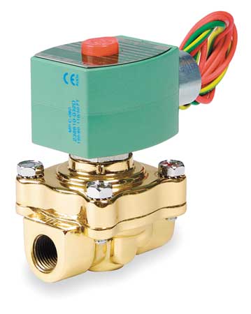 Redhat 120V AC Brass Steam Solenoid Valve, Normally Closed, 1/2 in Pipe Size 8222G094