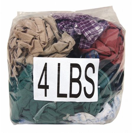 ZORO SELECT Recycled Cotton Cloth Rag 4 lb. 7-9/10" x 9-4/5", Assorted G350004BG
