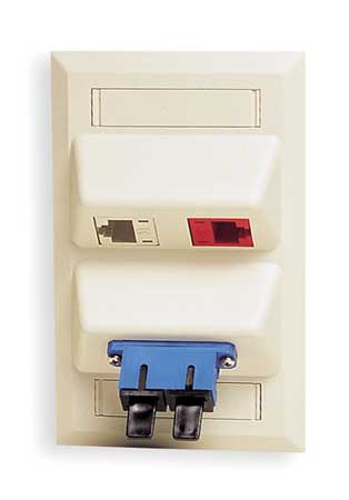 HUBBELL PREMISE WIRING Hubbell 4 Socket Single Gang Network Faceplate - 4 x Total Number of Socket(s) - 1-gang - Office White - 4 x RJ-45 Port(s) AFP14