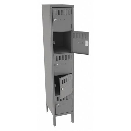 TENNSCO Box Locker, 12 in W, 18 in D, 66 in H, (1) Wide, (5) Openings, Gray BS5-121812-1MG