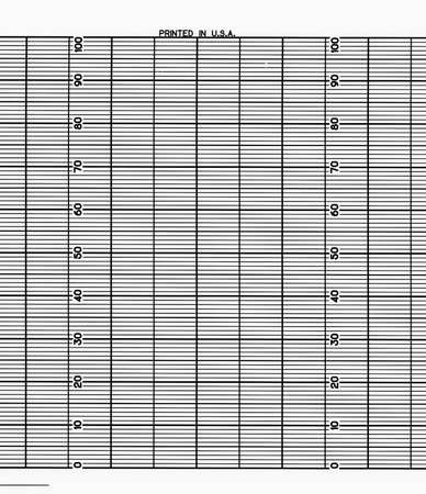 GRAPHIC CONTROLS Strip Chart, Fanfold, Range 0 to 100, 26 Ft YOK E9721NB