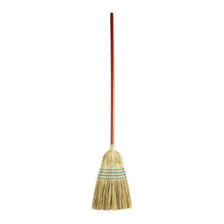 Rubbermaid Commercial 12 1/2 in Sweep Face Broom, Stiff, Natural, Blue, 38" L Handle FG638300BLUE