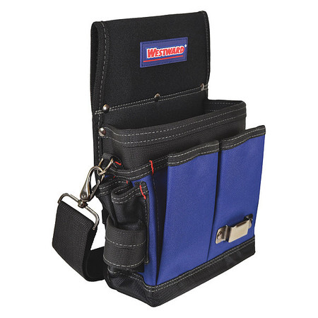 WESTWARD Tool Pouch, Tool Pouch, Black/Blue, Polyester, 13 Pockets 5MZP0