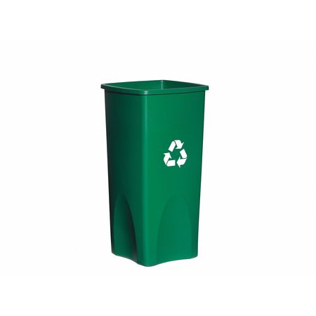 Rubbermaid Commercial Recycling Wastebasket Container, 7 gal Capacity, 10 1/2 in W, 15 in H, 14 1/2 in D, Plastic, Green FG295606GRN