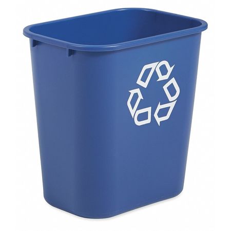 RUBBERMAID COMMERCIAL Recycling Wastebasket, Blue, 3 1/4 gal Capacity, 10 1/2 in W, 12 in H, Recycle Symbol FG295573BLUE