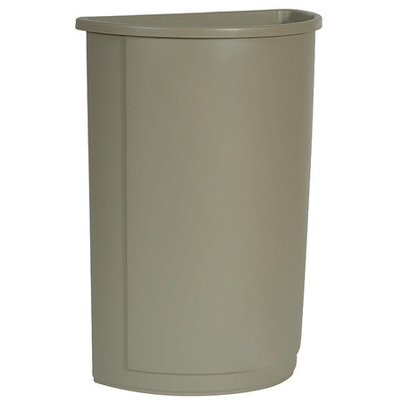 Rubbermaid Commercial 21 gal Half-Round Trash Can, Beige, 21 in Dia, Open Top, LLDPE FG352000BEIG