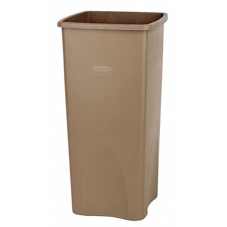 Rubbermaid Commercial 23 gal Square Trash Can, Gray, 15 1/2 in Dia, Open Top, Polyethylene FG356988GRAY