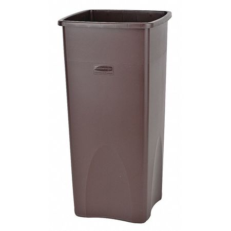 Rubbermaid Commercial 23 gal Square Trash Can, Gray, 15 1/2 in Dia, Open Top, Polyethylene FG356988GRAY