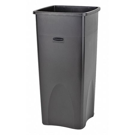 Rubbermaid Commercial 23 gal Square Trash Can, Gray, 15 1/2 in Dia, Open Top, Polyethylene FG356988GRAY