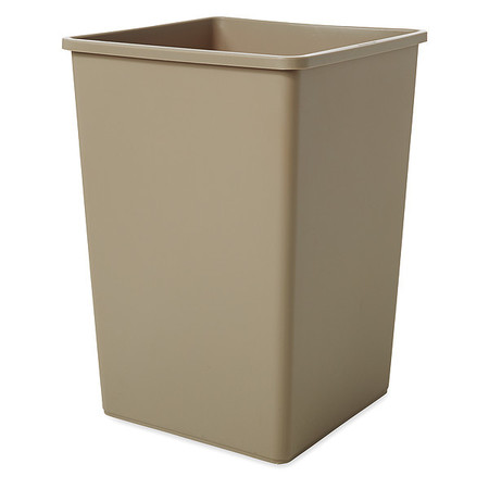 Rubbermaid Commercial 35 gal Square Trash Can, Beige, 19 1/2 in Dia, Open Top, LLDPE FG395800BEIG