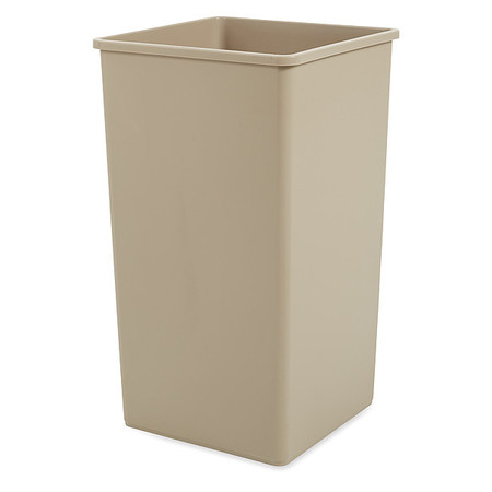 Rubbermaid Commercial 50 Gal Square Trash Can, Beige, 19 1/2 in Dia, None, LLDPE FG395900BEIG