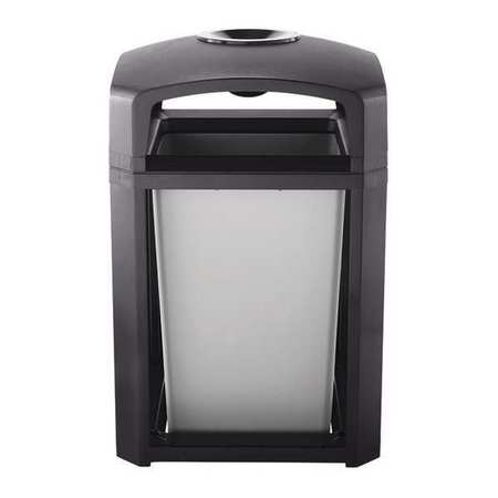 RUBBERMAID COMMERCIAL 35 gal Square Trash Can, Sable, 26 in Dia, Open Top, Plastic FG397001SBLE