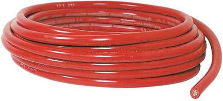 Quickcable Battery Cable, 4 ga., Solid, 600V, PVC, Red 200203-396-025