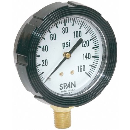 SPAN Pressure Gauge, 0 to 160 psi, 1/4 in MNPT, Plastic, Black LFS-210-160-G-KEMX