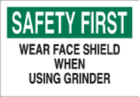 Brady Personal Protection Sign, 7"x10", Header: Safety First, 85053 85053