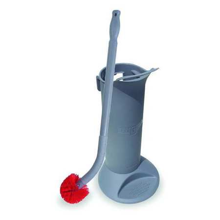 Unger 5 in W Toilet Brush with Caddy, 24 in L Handle, 2 in L Brush, Red, Plastic, 26 in L Overall BBWHR