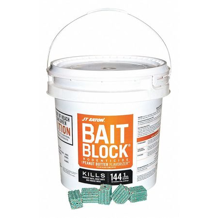 Jt Eaton 9 lb Bait Block Rodenticide, Green Blocks, Peanut Butter Flavorizer, 144 Blocks Per Pail 709-PN