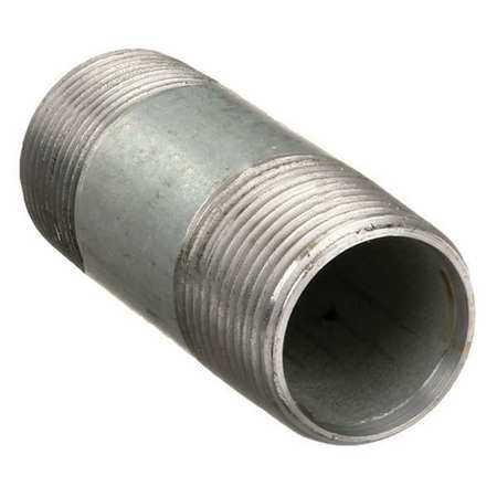 Zoro Select 2-1/2" MNPT x 6" TBE Galvanized Steel Pipe Nipple Sch 40 569-060