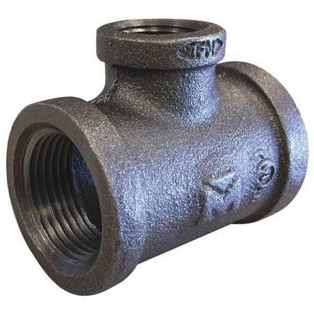 ZORO SELECT 1" x 1" x 1/2" Female NPT x Female NPT x Female NPT Malleable Iron Reducing Tee Class 150 5P493