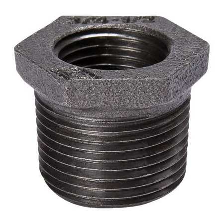 Zoro Select FNPT x MNPT, Malleable Iron Hex Bushing, Class 150 521-974HN