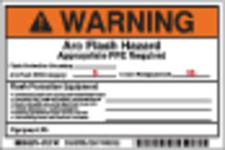 BRADY Arc Flash Protection Label, 4 In. H, PK5, 121101 121101