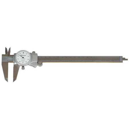 MITUTOYO Dial Caliper w/Cert, 8 In, 0.100/Rev 505-743JCAL