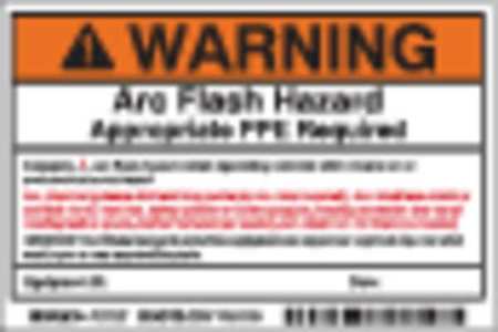 BRADY Arc Flash Protection Label, 6 In. W, PK5, 121107 121107