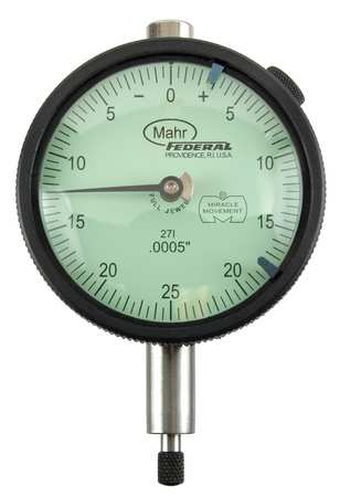 MAHR Dial Indicator, 0 to 0.025 In, 0-5-0 2011000