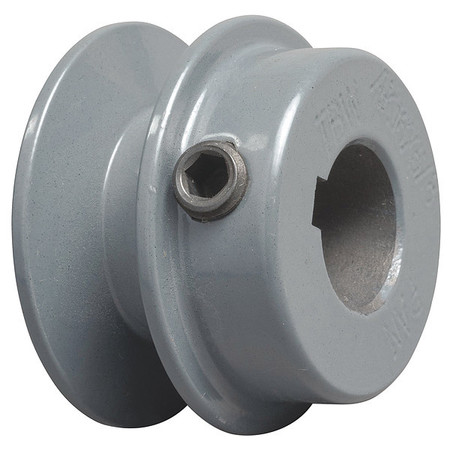 Zoro Select Standard V-Belt Pulley, Fixed Bore, Cast Iron, 1 Groove, 1.75 in Outside Dia, Plain AK1758